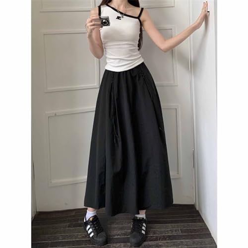 Women's high Waisted Elastic Waistband A-line Skirt, midi Casual Skirt, Long Skirt2
