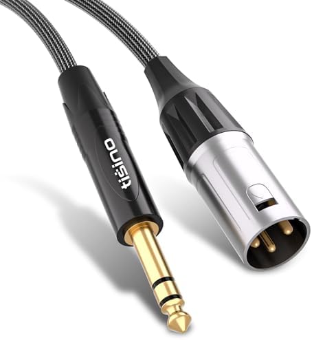 TISINO 1/4 Inch TRS to XLR Male Cable, Balanced Quarter inch Stereo to XLR Signal Interconnect Cord Patch Lead - 6.6 feet(Gold)