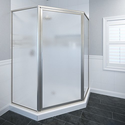 Basco Shower Door Deluxe Neo Angle Shower Door, Obscure Glass, Brushed Nickel Finish 15.5 x 26.5 x 15.5 inches