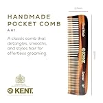 Kent OT 4.4" Pocket Comb – Fine & Wide Tooth Handmade Comb for Hair, Beard, Mustache. Ideal for Travel. Saw Cut and Hand Polished. - Image 2