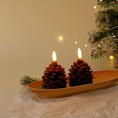 Velas LED de Piña Navideñas de Alta Calidad con Llama Artificial 3