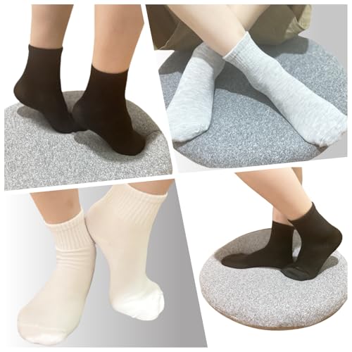 Boys Girls Seamless Crew Socks For Children, Ankle Socks, Brathable Cotton 3-13 Years Black White 5 Pairs3