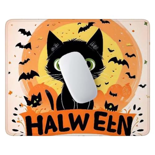 Jalican Mouse Mat 260x220 mm Soft Comfortable Gaming Mouse Pad, Non-slip Rubber Base Waterproof Smooth Surface Durable Stitched Edges Mousepads for Office Decor Working Desk Pad - Halloween X-957