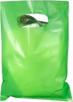 Vista 2 de ysmile - Bolsa de plástico verde para mercancías para pequeñas empresas, bolsa de compras con asa, bolsa de regalo para venta al por menor