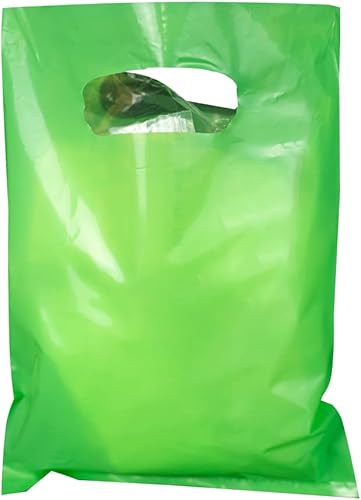 Miniatura 2 de ysmile Bolsa de plástico verde para pequeñas empresas Bolsa de compras de plástico con asa Goodie Retail 5.9"x7.8" 100 ct