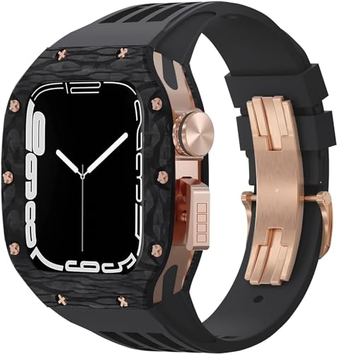 Boîtier carbone et titane pour Apple Watch 8/7/6/5/4/SE 44-45mm, luxe et haute résistance