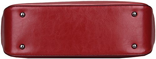 Heshe Women’s Shoulder Handbags Leather Purses Crossbody Bags Totes Bag Hobo Purses Pocketbook Bag Cross Body Work Travel Bags (Wine-Cowhide Leather) - Thumbnail 7