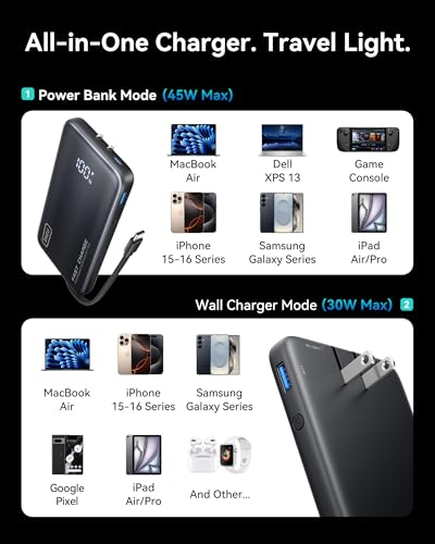 20% Off INIU 45W Portable Charger with Built-in AC Plug & Cable - Image 6