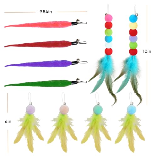 YULOYI Cat Toys for Indoor Cats, 13 Packs Interactive Cat Wand Toy Set with Feather Toys & Teasers, Fun Cat Toys for Exercise, Playtime and Boredom Relief