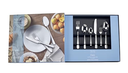 Arthur Price Oasis 42 Piece Cutlery Set, Stainless Steel, Silver, Dishwasher Safe