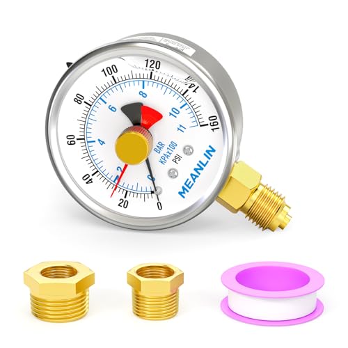Manomètre WOG eau huile air en inox avec aiguille de réinitialisation et cadran à bain d'huile