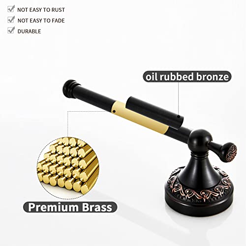 Leyden Bronze Toilet Paper Holder, Oil Rubbed Towel Bar Antique Hand Towel Ring Holder Adjustable Towel Rod Bathroom Tissue Roll Hardware Accessories Wall Mounted 4 Pieces #TOP7