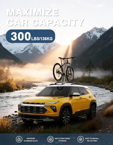 Image of Roof Rack Cross Bars 300lbs Compatible with Chevy Chevrolet Trailblazer 2021 2022 2023 2024 2025 2026 L LT ACTIV RS, Heavy Duty All-Metal Aluminum Crossbar Luggage Racks Roof Rails Rooftop