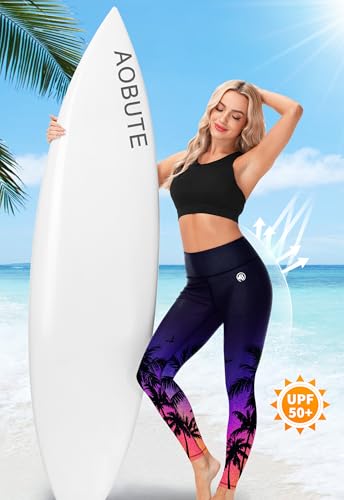 Image of AOBUTE Women Swim Pants UPF 50+ Rash Guard Pants High Waisted Swimming Leggings