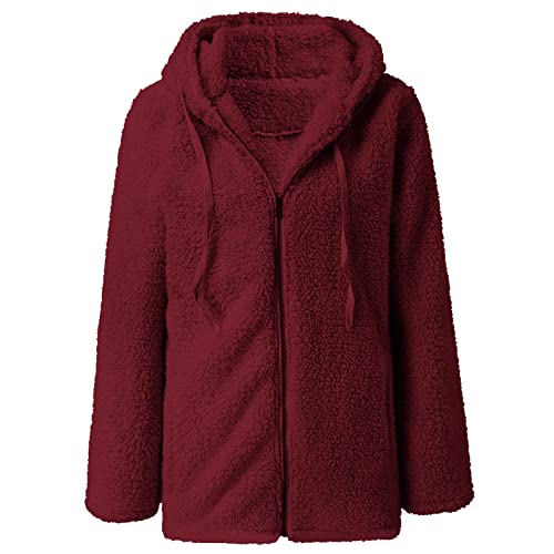 Winter Jackets for Women Fleece Warm Coat Fuzzy Hoodie zipped coat Long Sleeve Jacket Oversized Outwear with Pockets3