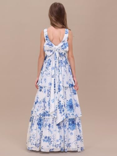 Chiffon Junior Bridesmaid Dresses for Wedding Kids V-Back Bowknot Flower Girl Dress Long Princess Pageant Gowns3