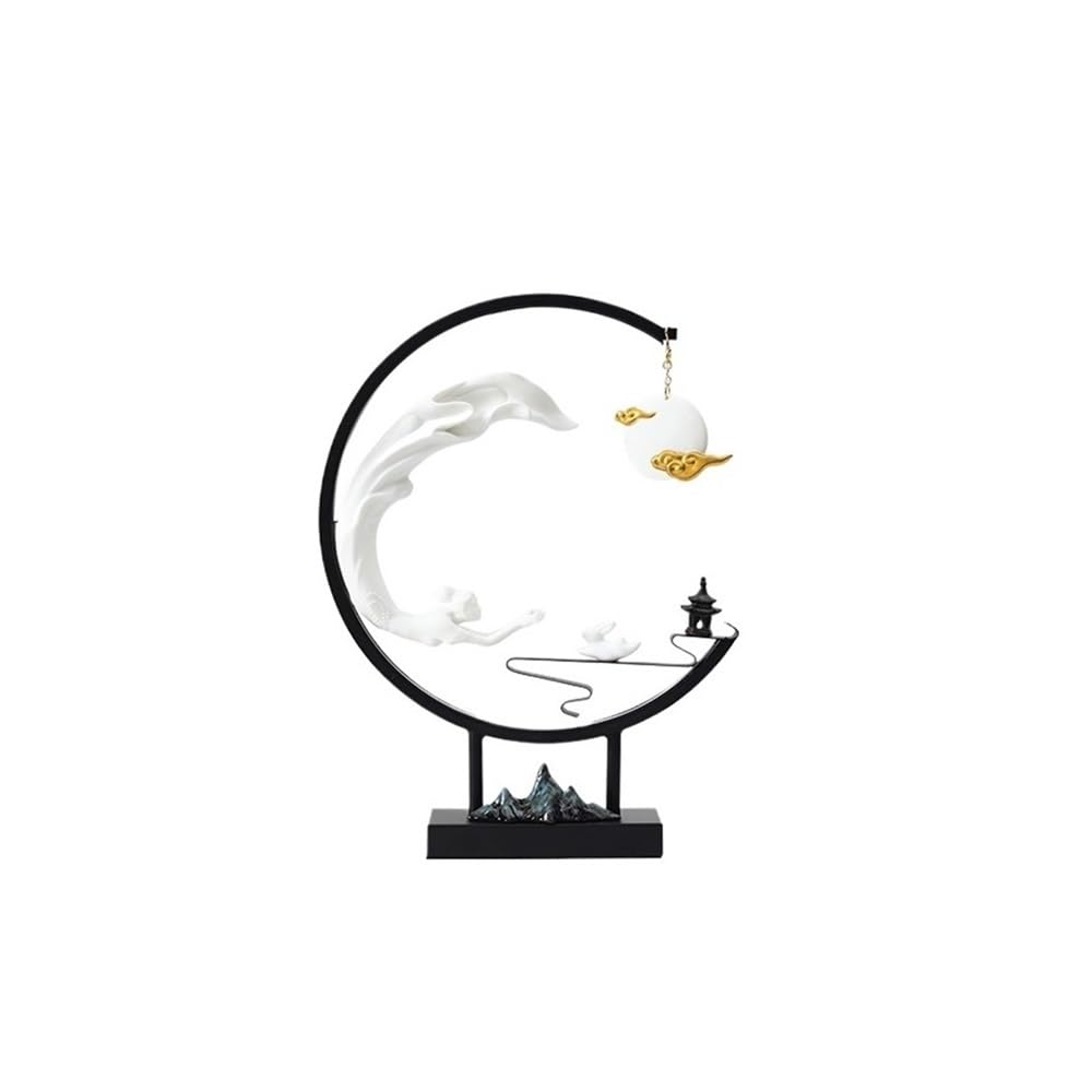 Incense Holder, Creative White Porcelain Alloy Reverse Flow Incense Burner Home Indoor Holder Ornament