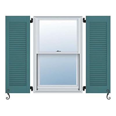 Atlantic Architectural All Louver, Louver Colonial Shutters (Per Pair), 13"W X 50"H, Tempest Blue