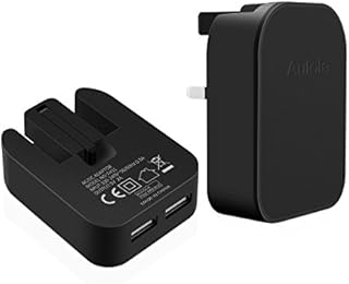 Aulola TH31 5V/2.4A 2 Ports Dual USB Mains UK Plug Charger Adapter Compatible with Most of Phones and Tablets PC iPhone 4 4S 5 5S 5C 6 6 plus iPod (2pack, Black)