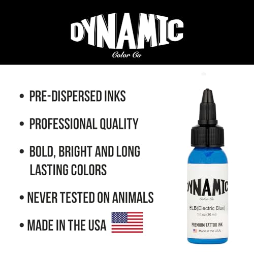 Image of Dynamic Color Electric Blue Tattoo Ink, Made in USA Since 1990, 1 oz | Sterilized and lot-numbered for full traceability; established American brand trusted by artists worldwide