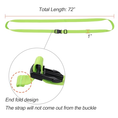 Image of Buckle Straps with Clips, Adjustable Nylon Straps with Buckle, Packing Straps, Green 4 Pack (6'x1 inch)