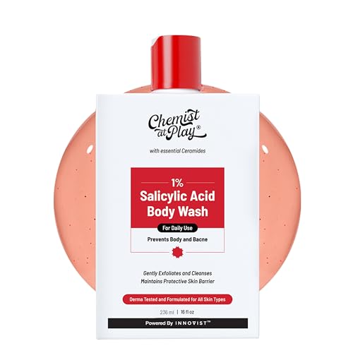 Chemist at Play 1% Salicylic Acid Body Wash Helps Prevent Back & Body Acne Smoothens Bumpy Texture | For Sweaty Oily Normal And Dry Skin | Paraben And SLS Free Suitable For Men And Women (7.9 Ounce)