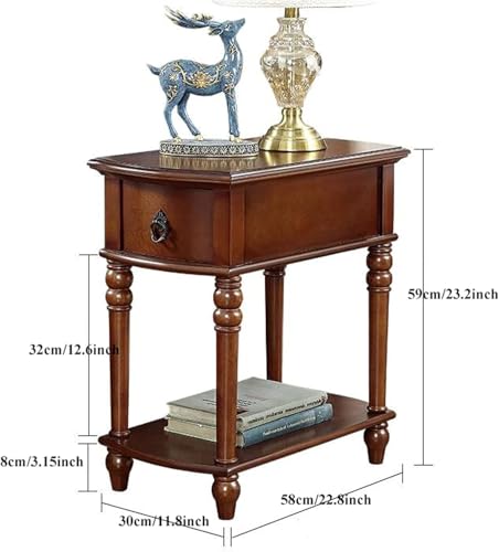 Table d'appoint en bois massif idéale près du fauteuil avec étagère
