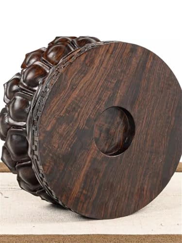 Expositor giratorio de madera para bonsáis con elegante base cóncava tallada, tamaño XS 6