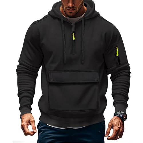 Cargo Hoodies for Men Long Sleeve Casual Outdoor Hoodie Multi-Pockets Workout Casual Pullover with Pockets - Main Image