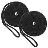 SHINEOFI 2 Stück Schwarze Nylon Festmacherleinen für Boote 1/2 Zoll Geflochten Hochbelastbar zum Anlegen und Festmachen Beim Wassersport
