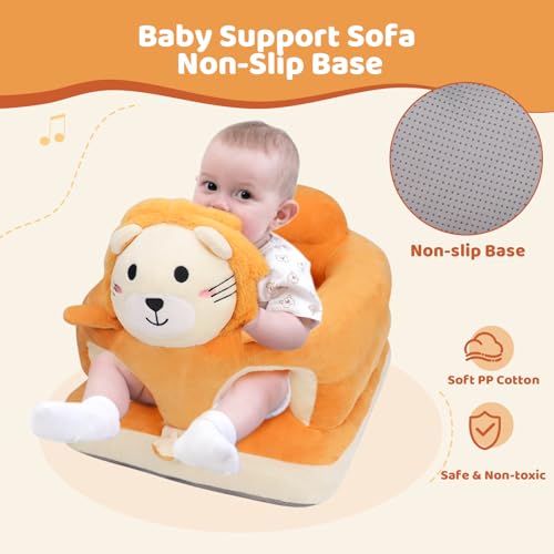 vocheer Sit Me Up Floor Seat for Baby Chair for Sitting Up Support Seat Sofa Plush Animal Shaped Baby Learning to Sit Chair for 3-24 Months Girls and Boys, PP Cotton Full Filling,Lion