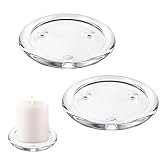2 Stück 10 cm Kerzenuntersetzer Glas, Runde Kerzenteller, 4 Zoll Transparent Kerzenständer Glas, Glasuntersetzer für Duftkerzen, Kerzenhalter für Hochzeiten Wohnzimmer Esszimmer Party