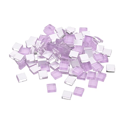 sourcing map Mosaïque Carrelage Tuile Tesselle, Verre Mince Mini Bricolage Fait Main Sans Cristal Pierre Artisanat Loisir Creatif (Light Violet Paquet 220)