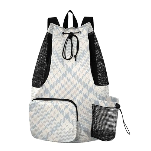 GuoChe Mochila com cordão azul padrão xadrez xadrez com bolso para garrafa de água (prop2) (prop3) mochila com cordão (prop9) 50,8 x 50,8 cm