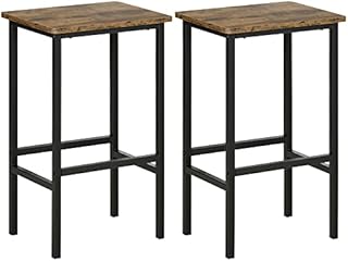 HOMCOM Industrial Bar Stools, Set of 2 Kitchen Breakfast Bar Chairs with Footrest, Counter Height Island Stools for Dining Area, Home Pub, Rustic Brown