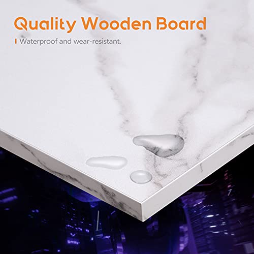 Casaottima Gaming Desk L Shaped Computer Desk, Corner Desk For Home Office With Monitor Stand 51", Laminated Marble #TOP6