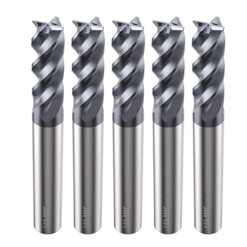 Image of Carbide Square End Mill - 4 Flute - 5 /16 inch-4T (5 Piece, 5 /16 inch) - for Milling Alloy Steels, Hardened Steel, Metal & More - Mill Bits Sets for DIYers & Professionals by LU&MN