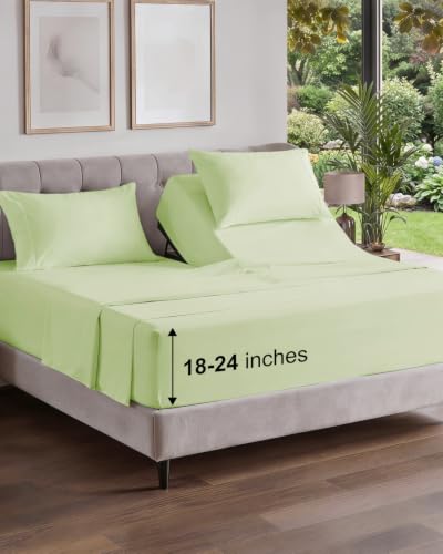 Image of Flex Top Split Head King Sheet Set - 4 Piece Extra Deep - Light Sage Green