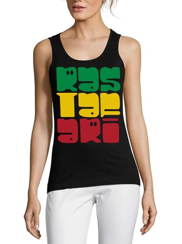 Débardeur Rastafari femme en coton pour les festivals et l'été en couleur noir
