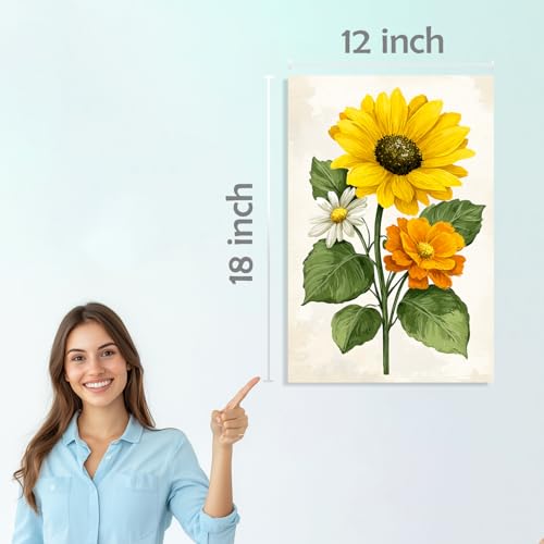 Image of SiddArtify Floral Wall Art Prints Set - Botanical Flower Poster Decor for Living Room Bedroom Office - 12x18 inch Sticker Pack of 6