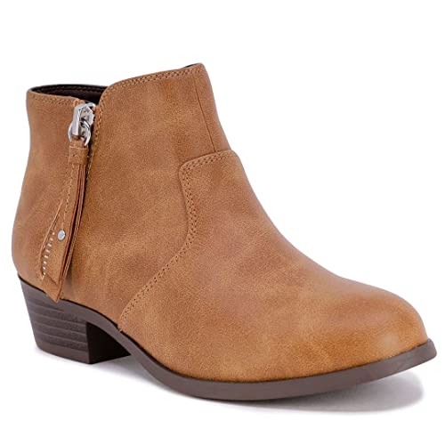 LONDON FOG Girls Black Alley Ankle Boot, Water Resistant, 1 inch Heel, Functioning Zipper