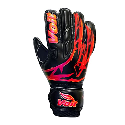 Voit Kids Soccer Goalkeeper Gloves LOXUS With Flat Palm Design And Protective Fit For Safe Play - Goalkeeper Gloves Featuring Premium Latex Palm For Superior Grip And Ball Control - Black/Red, Size 6