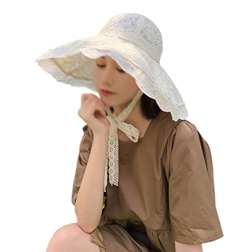Casquette de plage et chapeau de soleil frais pour femme en dentelle blanche style bohème de vacances