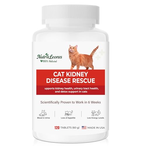 Herbal Kidney Support for Cats Homeopathic Formula for CKD Supports Kidney Function & Detox with Cranberry & Taurine Gentle Daily Support for Chronic Kidney Disease 60 Tablets
