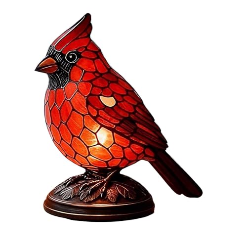 Pcmursal Cardinal Lamp Red Cardinal Lamp Resin Birds Night Light Red Resin Birds Desk Light for Bedroom Living Room Office