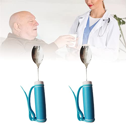 Healthman Spork Adaptive Utensils, Hand Cuff For Holding Cutlery, Eating Aids/Eating Assistance & Adaptive Utensil Holder For Weak Grip & Limited Mobility, Stroke, Arthritis(Blue) #TOP1