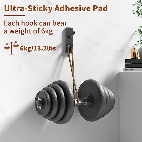 susswiff Self Adhesive Coat Hooks for Hanging: Heavy Duty Stainless Wall Hook for Towel, Backpack, Hat, Sturdy Metal Hanger for Bathroom, Bedroom, Door, Dorm, 4-Pack, Matt Black