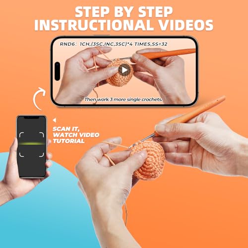 Image of MOREJMTT Crochet kit for Beginners Adults, Learn to Crochet, Include Easy Knitting Soft Yarn, Step-by-Step Video Tutorial, Hook, Holiday Birthday Gift (Orange cat)
