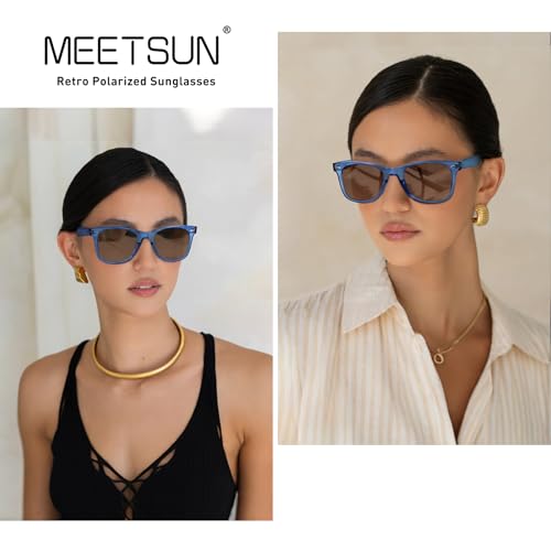 Image of MEETSUN Polarized Sunglasses for Women Men Classic Retro Square Frame Driving Sun Glasses UV Protection