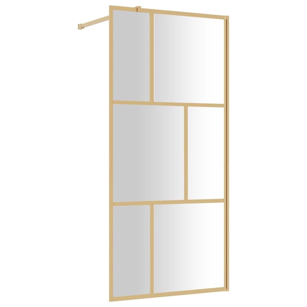 vidaXL Walk-in Shower Wall, Bath Screen for Bathroom, Shower Screen with Clear ESG Glass, Bath Panel Shower Enclosure Partition, Gold